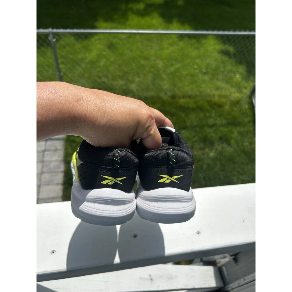 Reebok Boys Running Shoes Black Neon Yellow Size 1K
